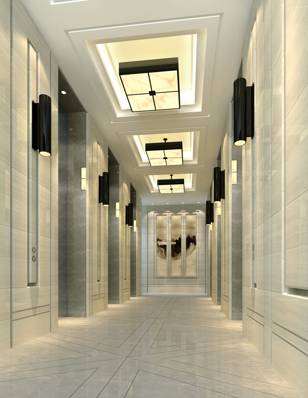 銀行辦公樓電梯廳裝修效果圖