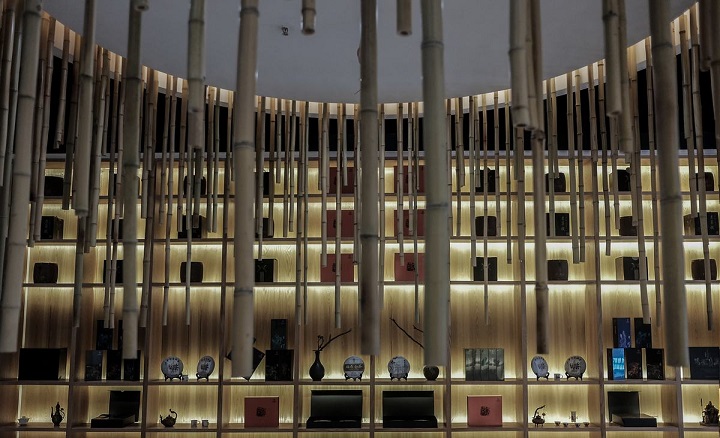 東方禪意茶館會(huì )所裝修效果圖-背景墻