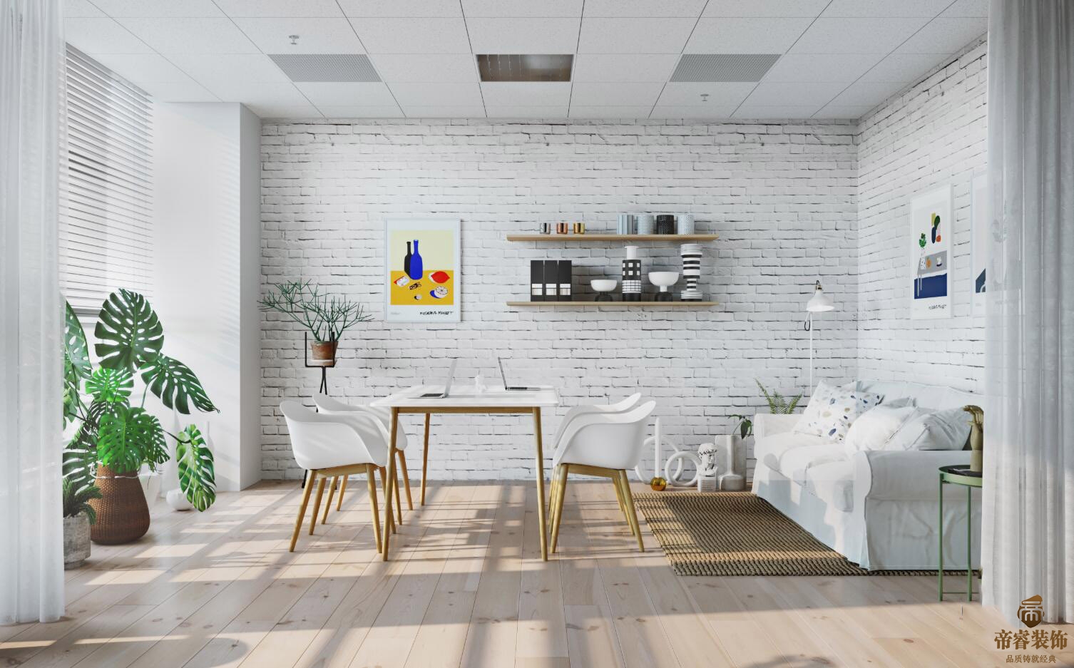 北歐風(fēng)辦公室洽談區裝修效果圖