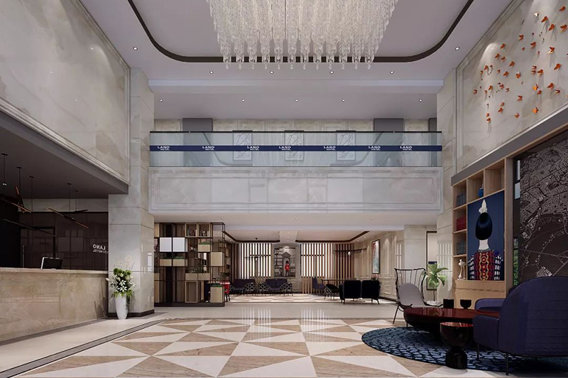 時(shí)尚賓館大廳接待區裝修效果圖