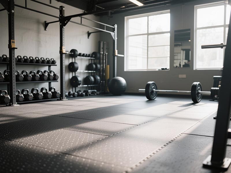 健身房啞鈴、杠鈴區橡膠地板